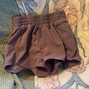 Purple Elastic Waist Shorts